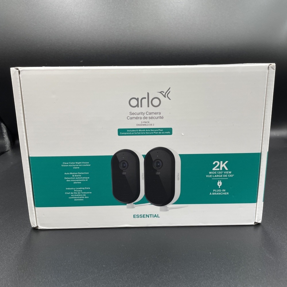NEW 2-Pack ARLO Essential Outdoor Security Cameras Night Vision 2K (2025)